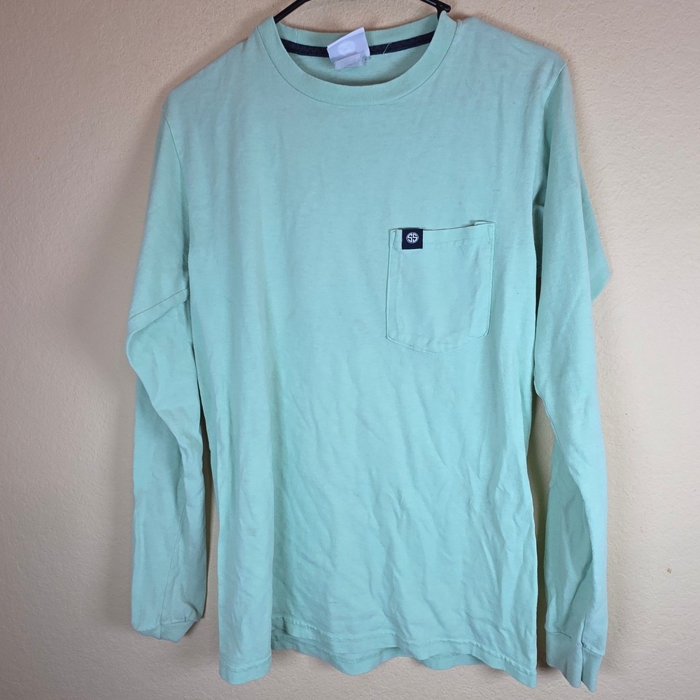 Simply Southern Long Sleeve Pocket T-Shirt Seafoam Green Sea Turtle Preppy Small